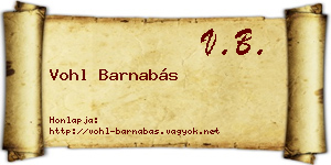 Vohl Barnabás névjegykártya